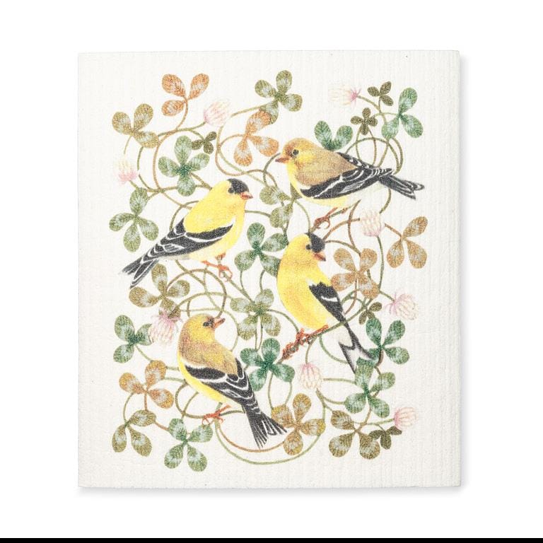 Reusable Swedish Sponge - Yellow Finches & Clover | prettycleanshop