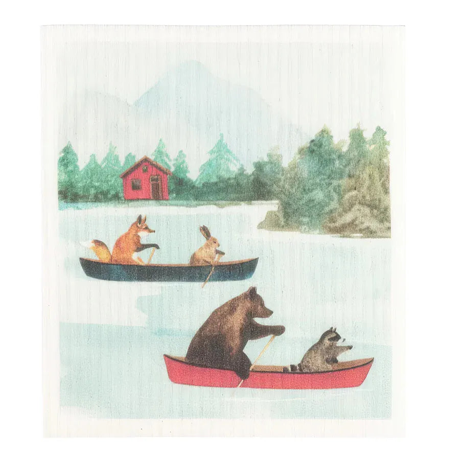 Reusable Swedish Sponge - Animals in Canoe