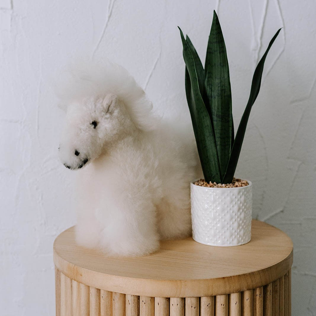 Alpaca Fleece White Horse 8.5"