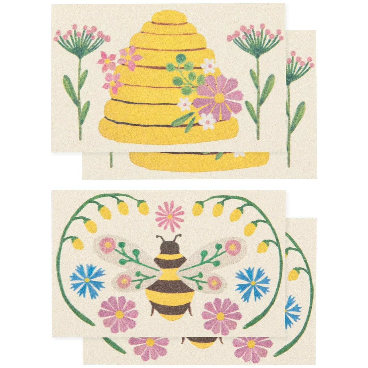 Compostable Pop Up Sponges Bee Garden - Set of 4 | prettycleanshop