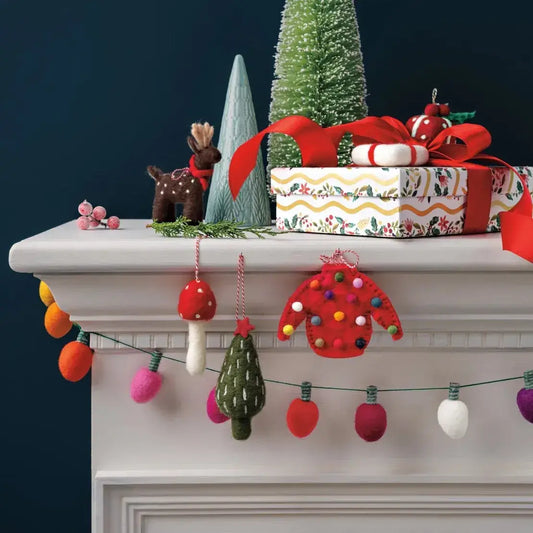 Felted Wool Garland Spirits Bright-Garlands-Pretty Clean Shop