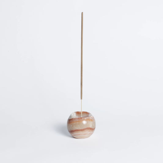 Gemstone Waxing Moon Incense Holder - Cream Onyx