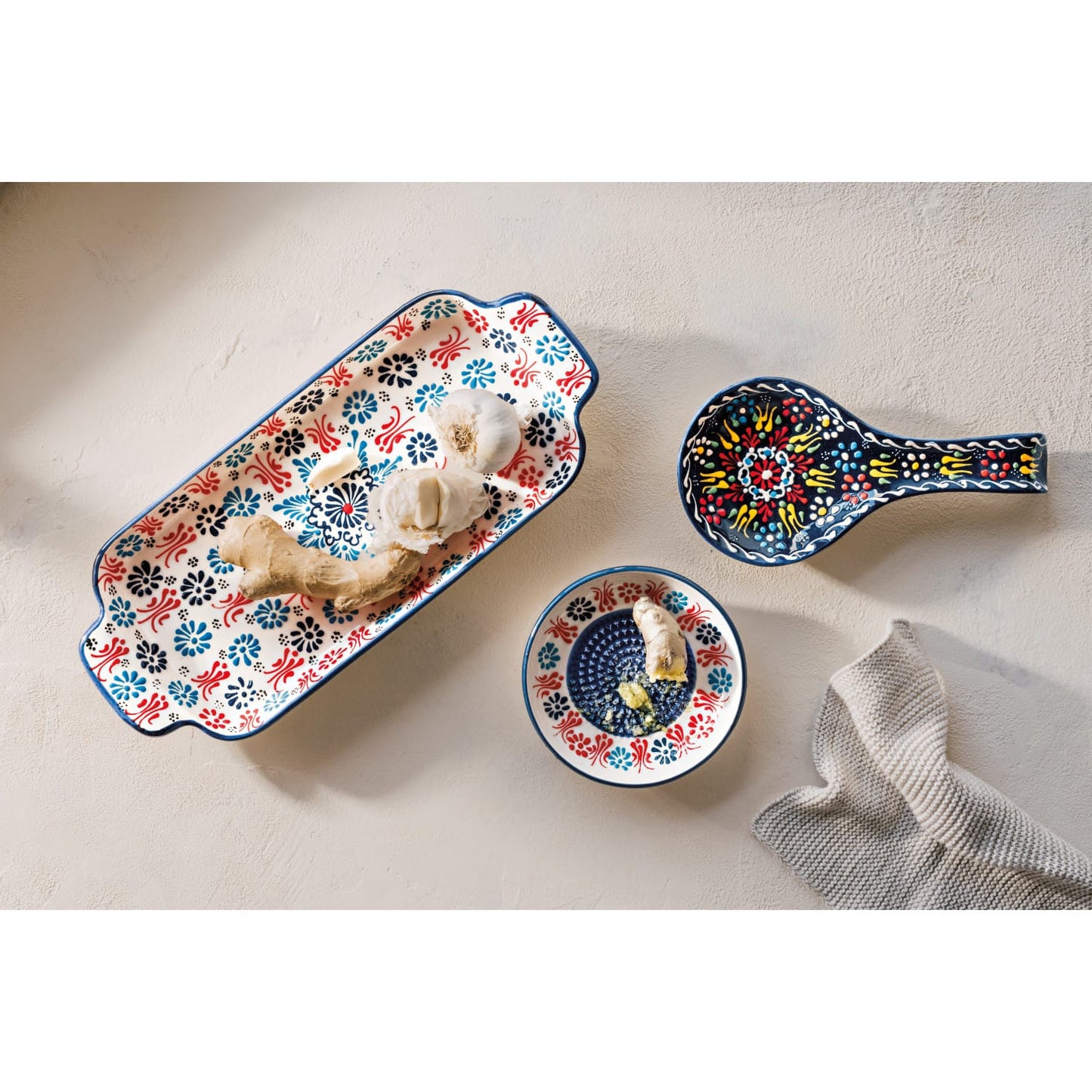 Hand-painted Turkish Tray - Evani Multi White | prettycleanshop.myshopify.com