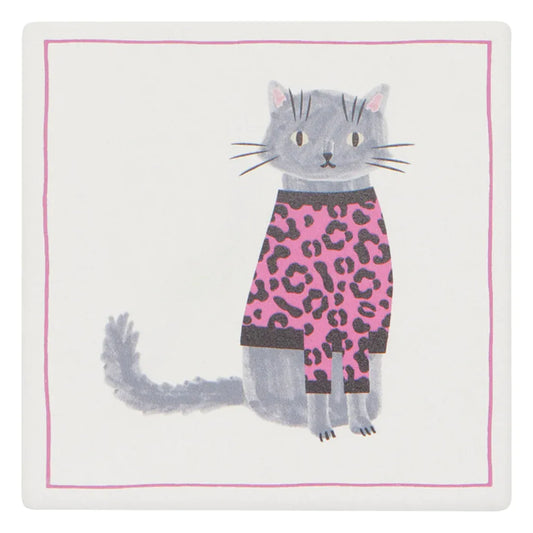 Ceramic Soak Up Coaster - Feline Fine | prettycleanshop.myshopify.com