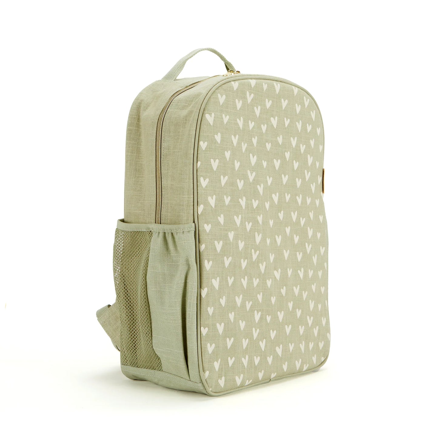 Kids Linen Backpack Little Hearts Sage by SoYoung