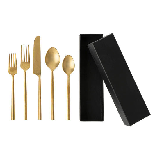 Tides Flatware Cutlery - Set of 5 Tumbled Gold