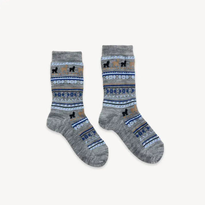 Alpaca Socks - Print - Kids - Grey | prettycleanshop