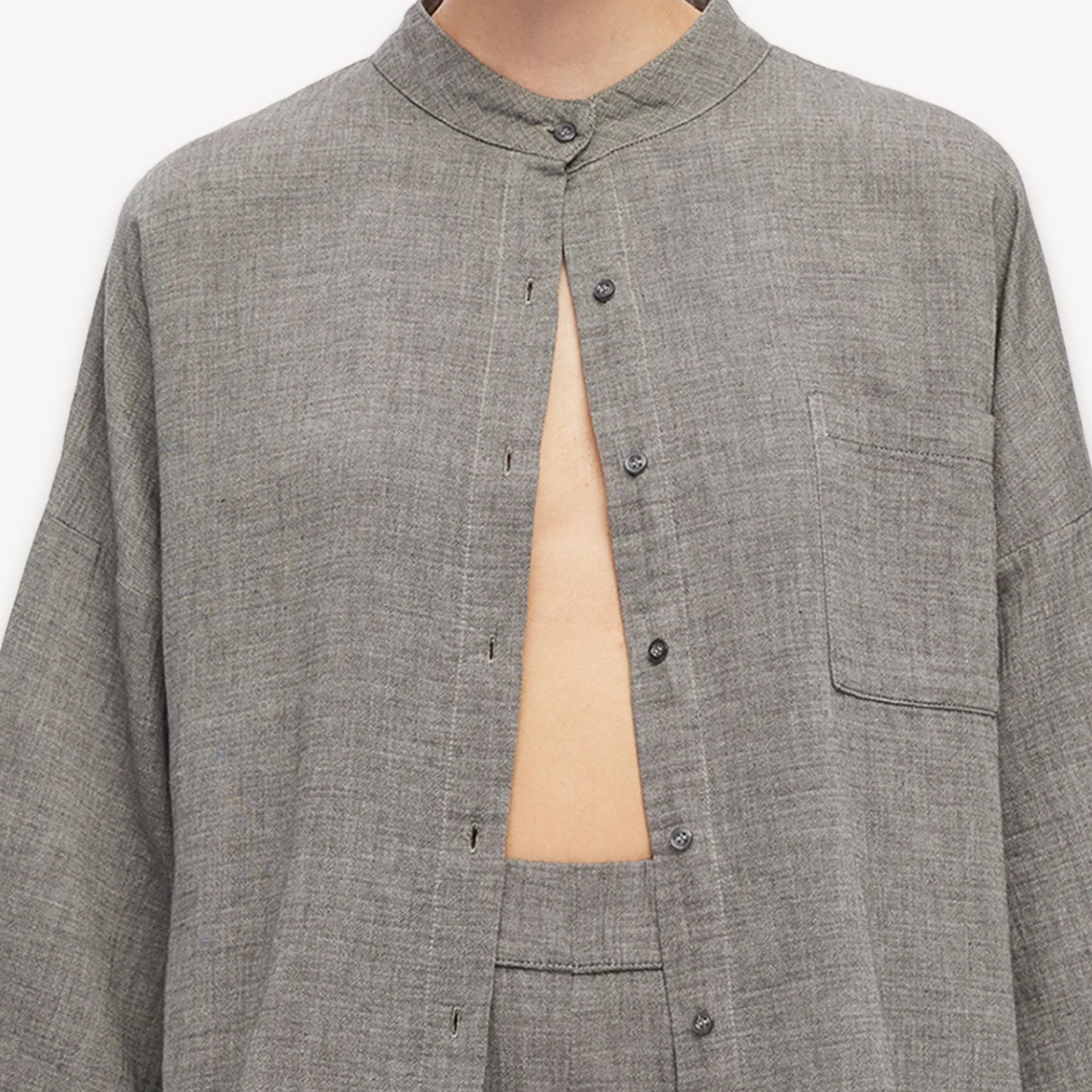 Grandad Collar Shirt - One Size in Grey