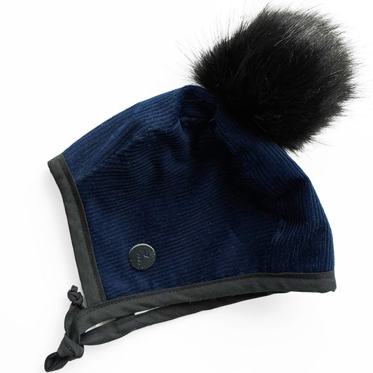 Kids Winter Bonnet - Blue Corduroy