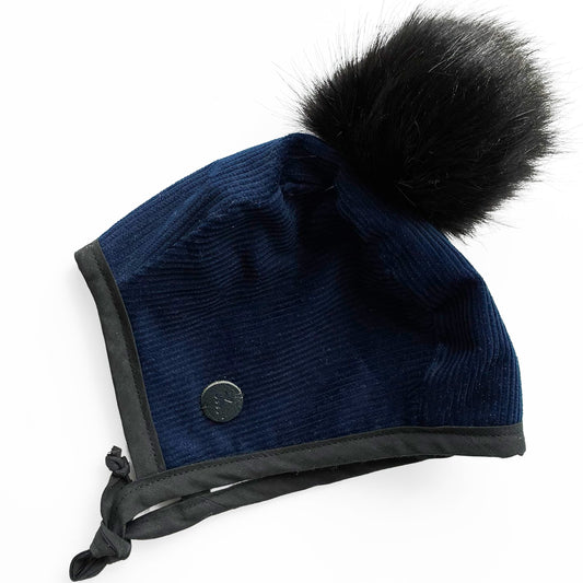 Kids Winter Bonnet - Blue Corduroy | prettycleanshop.myshopify.com