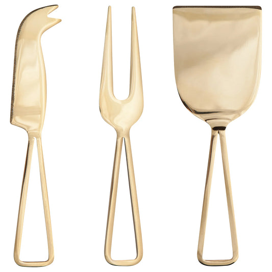 Brushed Gold Stainless Steel Cheese Knives - Set of 3