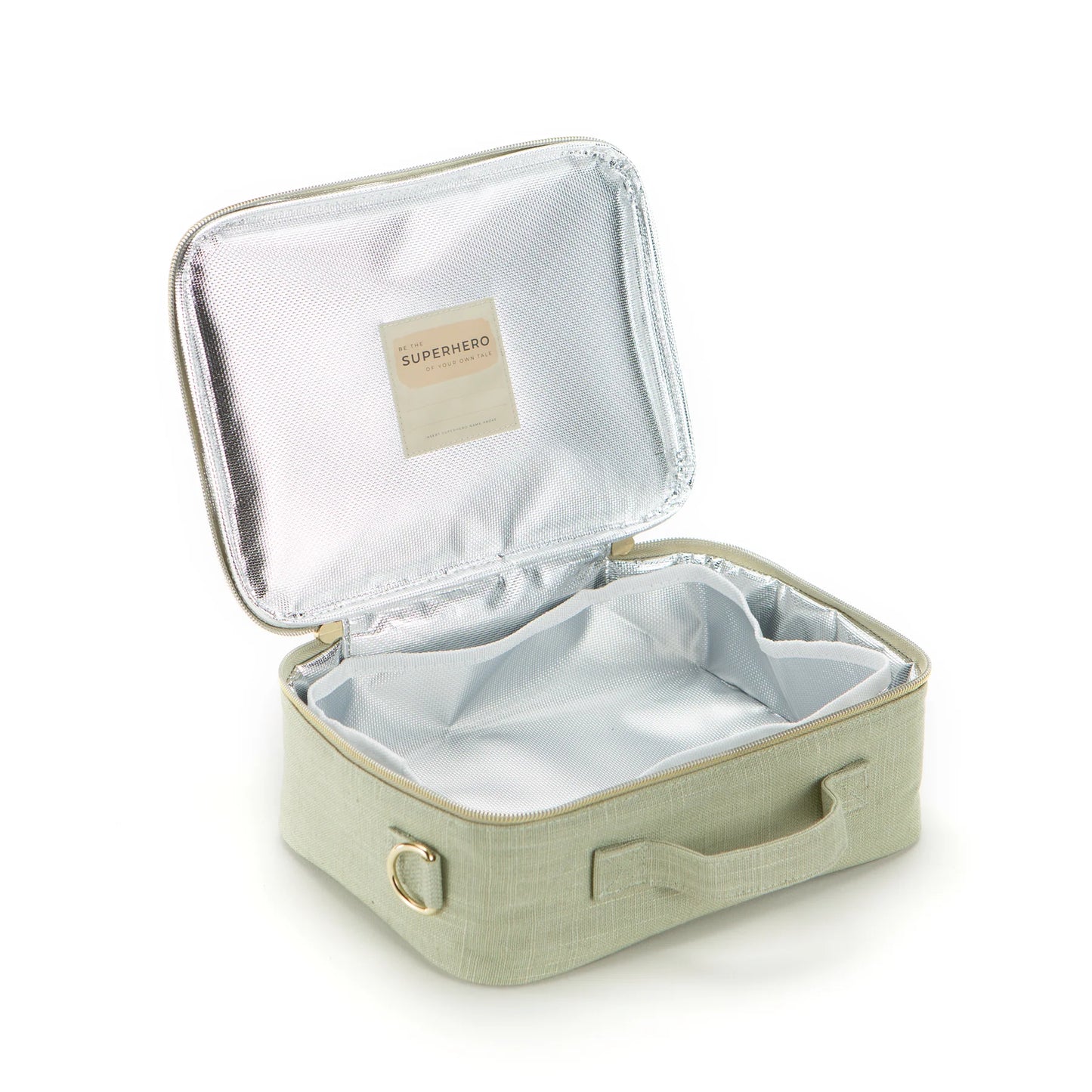 Kids Linen Lunch Box Little Hearts Sage by SoYoung