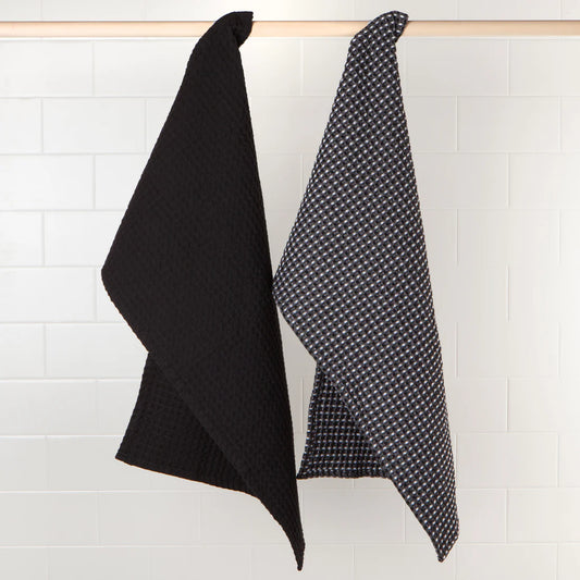 Kitchen Tea Towels Second Spin 100% Recycled - Black Waffle