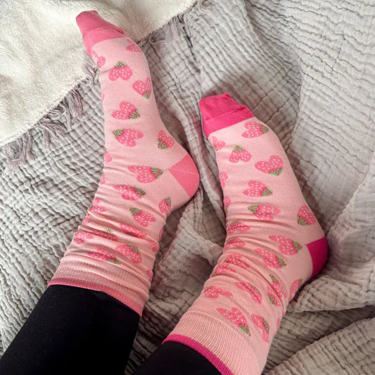 Pima Socks - Strawberry Heart - Pack of 2 | prettycleanshop.myshopify.com