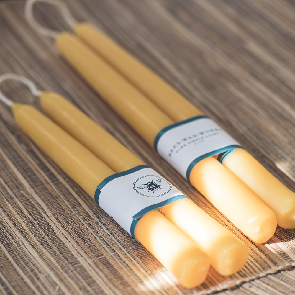 Canadian Beeswax Hand Dipped Taper Candles - 8in
