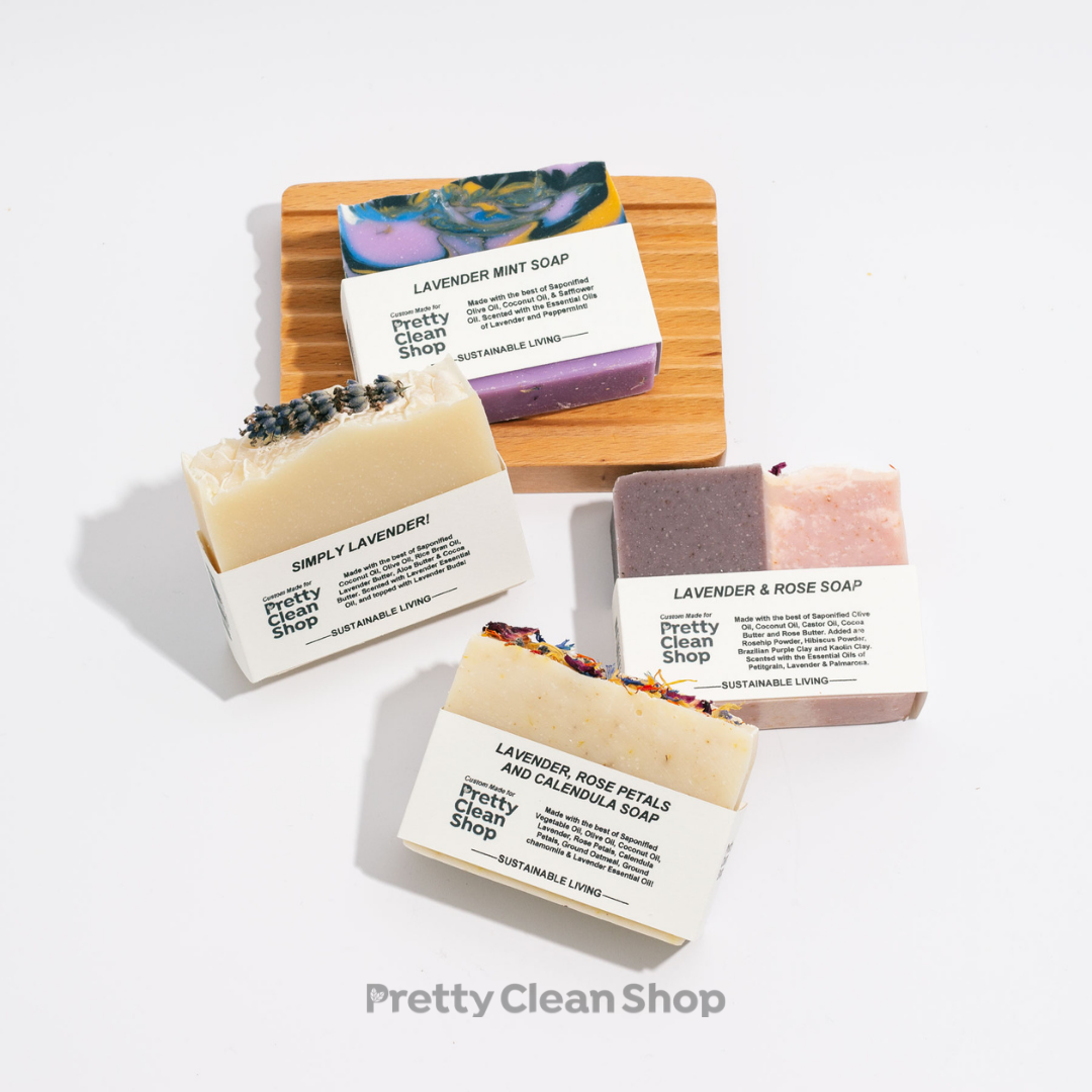 Lavender Bloom Set of 4 Artisanal Soap Bars Bath and Body Pretty Clean Living Prettycleanshop