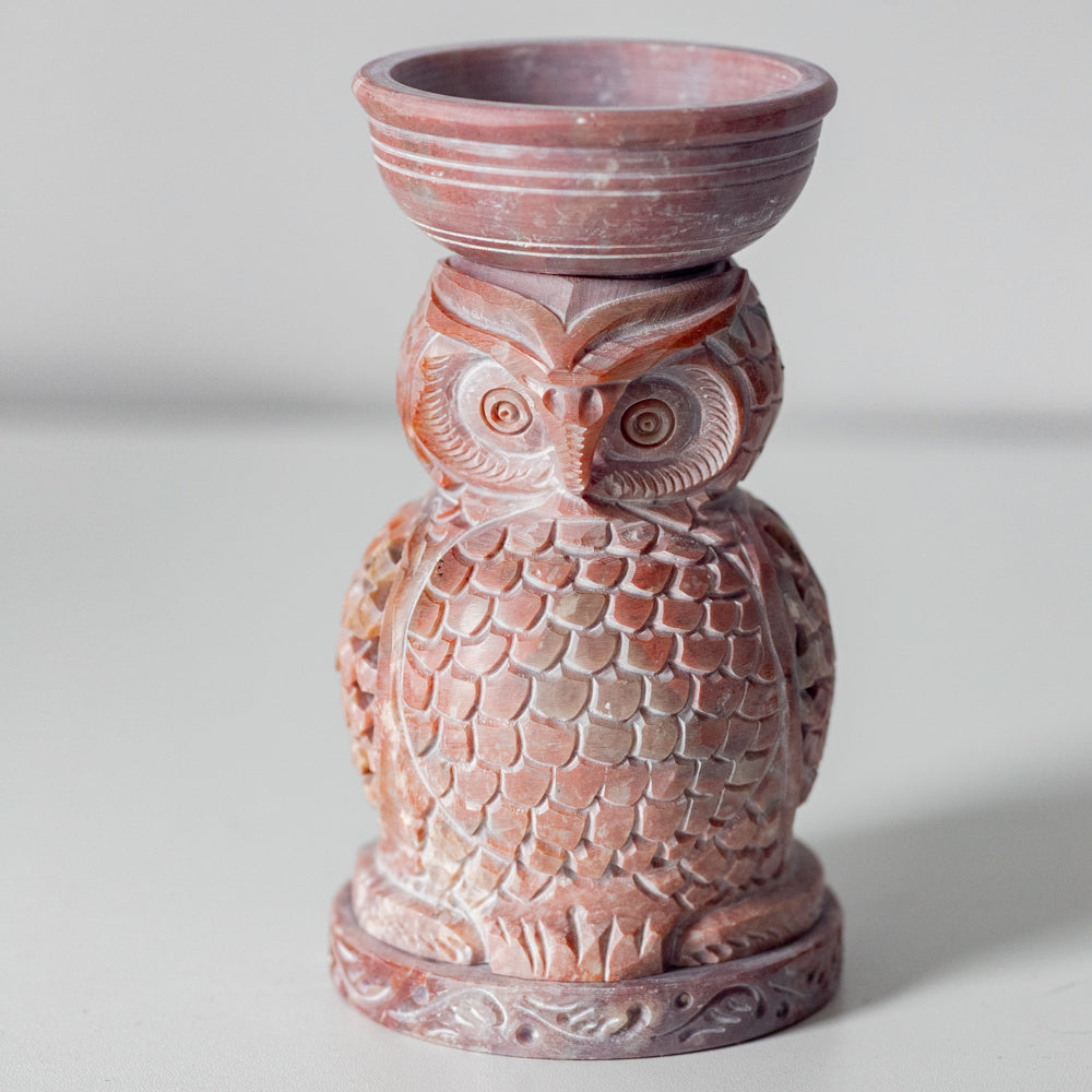 Handmade Soapstone Candle Essential Oil Diffuser - Owl