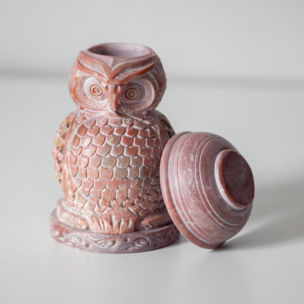 Handmade Soapstone Candle Essential Oil Diffuser - Owl