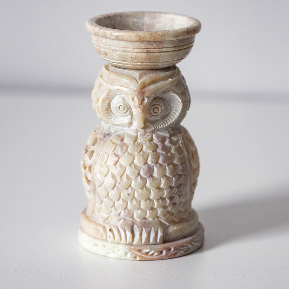 Handmade Soapstone Candle Essential Oil Diffuser - Owl