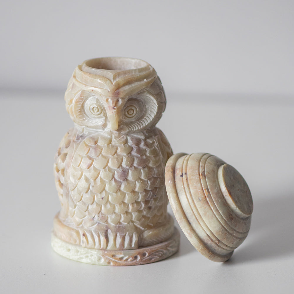 Handmade Soapstone Candle Essential Oil Diffuser - Owl