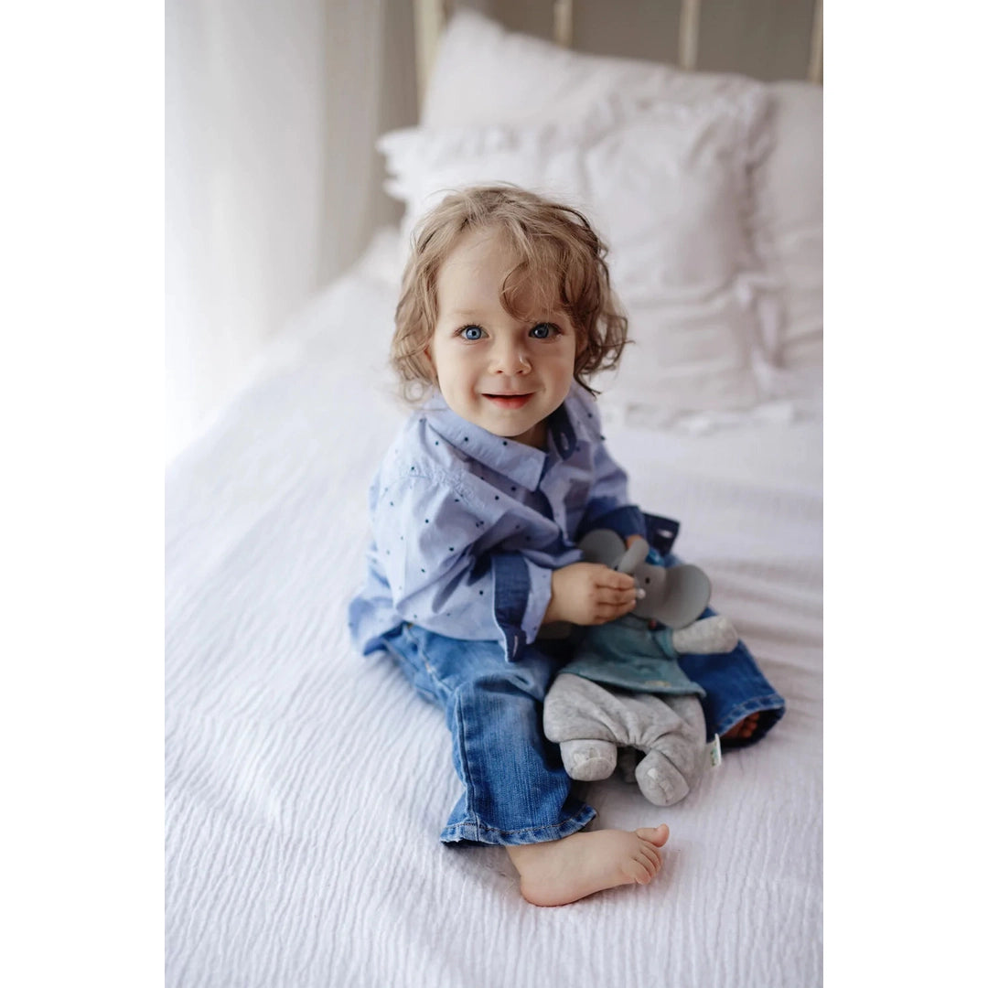 Alvin the Elephant Lovey - with Natural Rubber Teether Head Baby and Kids Tikiri Toys Prettycleanshop
