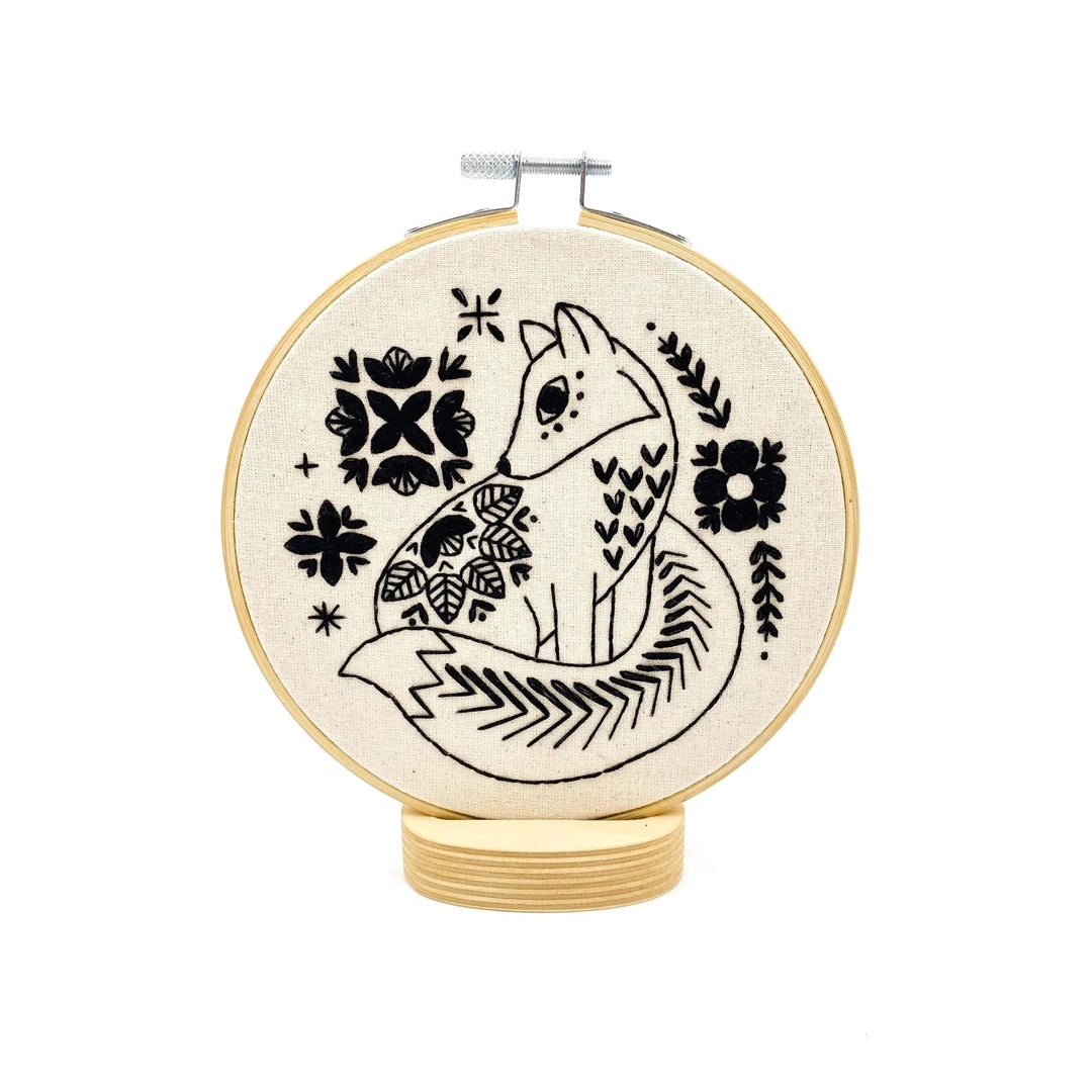 Folk Fox - Embroidery Kit by Hook, Line & Tinker BLACK Living Hook, Line & Tinker Embroidery Kits Inc Prettycleanshop