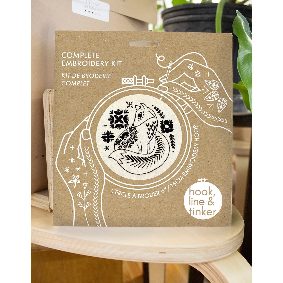 Folk Fox - Embroidery Kit by Hook, Line & Tinker BLACK Living Hook, Line & Tinker Embroidery Kits Inc Prettycleanshop