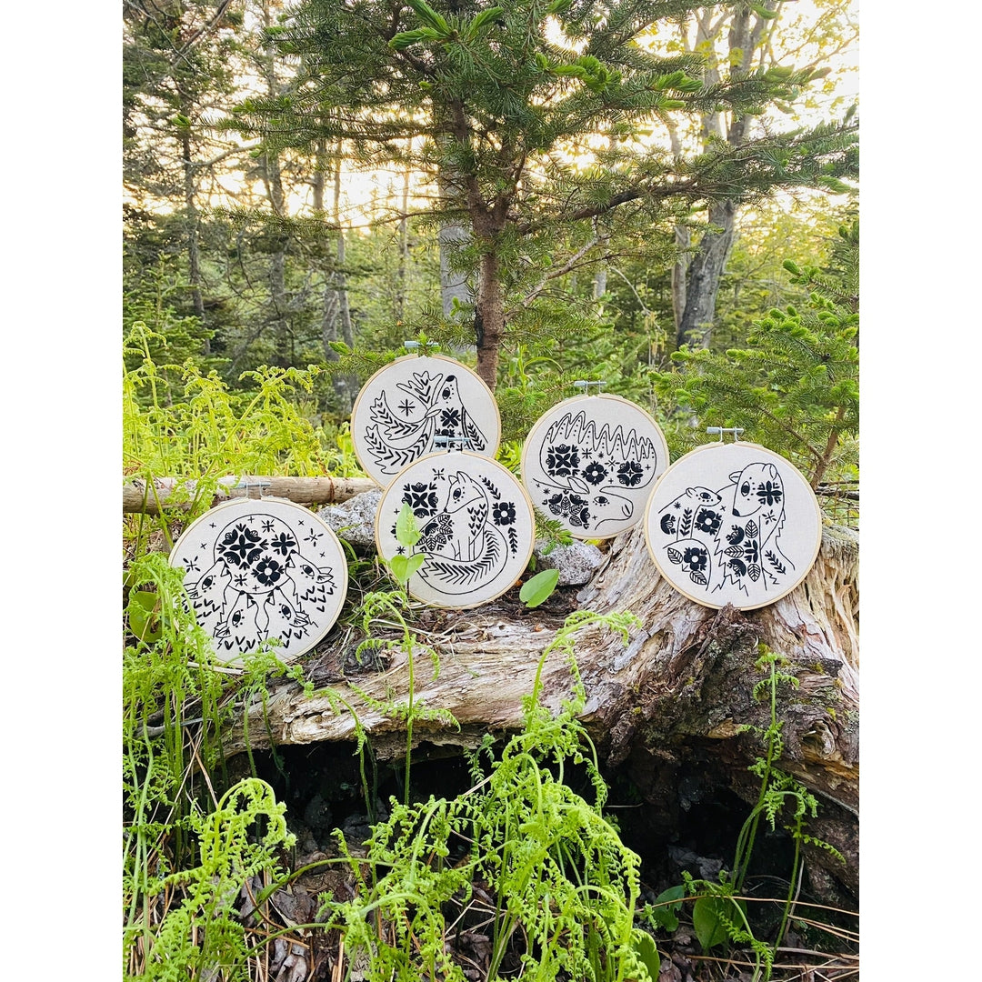 Folk Fox - Embroidery Kit by Hook, Line & Tinker BLACK Living Hook, Line & Tinker Embroidery Kits Inc Prettycleanshop