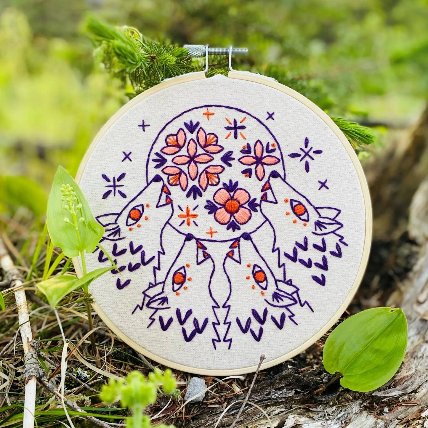 Folk Wolves Complete - Embroidery Kit by Hook, Line & Tinker Living Hook, Line & Tinker Embroidery Kits Inc Prettycleanshop
