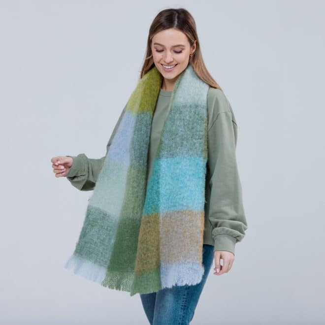 Mohair Blue/Green Giant Scarf-Scarves & Shawls-Pretty Clean Shop
