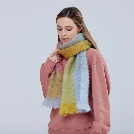 Foxford Mohair Gold/Blue Giant Scarf Blankets Foxford Prettycleanshop