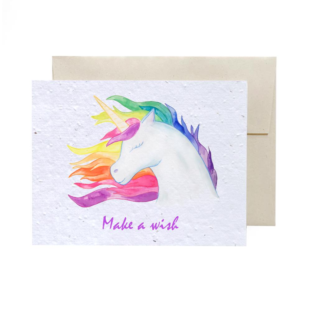 Greeting Cards - Plantable Seed Paper - Birthday Living FlowerInk Unicorn Prettycleanshop