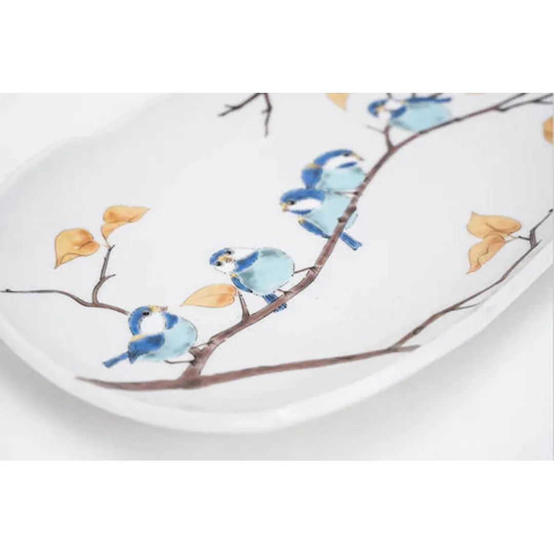 Kutani Ware Chickadees Japanese Porcelain Large Plate | prettycleanshop