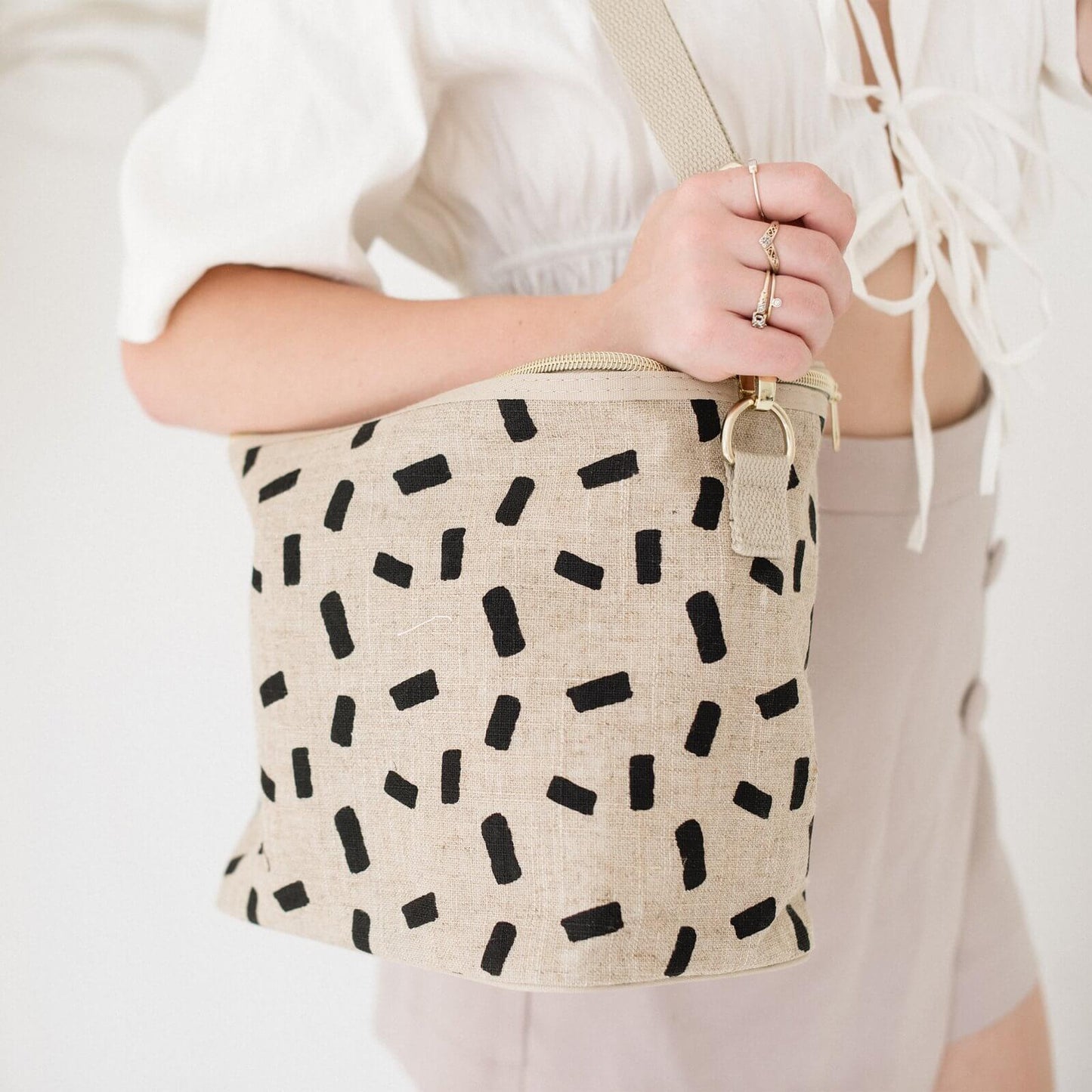 Linen Lunch Poche Bag - Confetti Block - by SoYoung on the go SoYoung Prettycleanshop