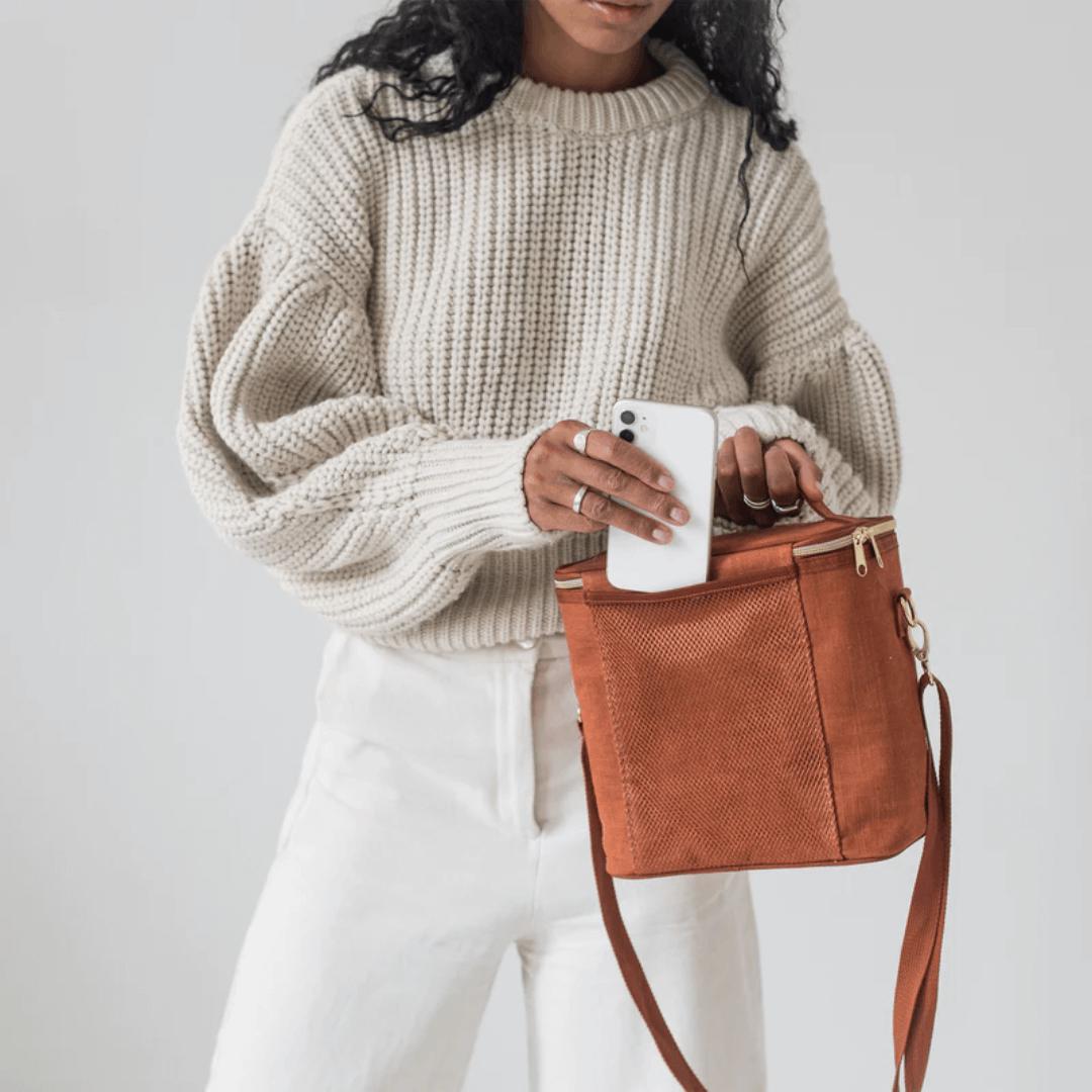 Linen Lunch Poche Bag - Rust - by SoYoung on the go SoYoung Prettycleanshop