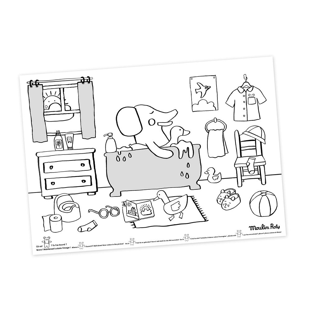 Colouring Placemats Popipop - set of 40 by Moulin Roty Baby and Kids Moulin Roty Prettycleanshop
