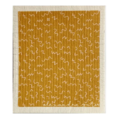 Reusable Swedish Sponge Cloth - Geometric - by Ten & Co Cleaning Ten and Co Mustard - Alexandra Gater Prettycleanshop