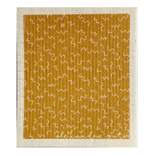 Reusable Swedish Sponge Cloth - Geometric - by Ten & Co Cleaning Ten and Co Mustard - Alexandra Gater Prettycleanshop