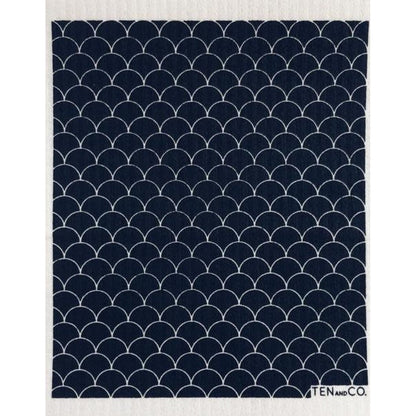 Reusable Swedish Sponge Cloth - Geometric - by Ten & Co Cleaning Ten and Co Scallop Black Prettycleanshop