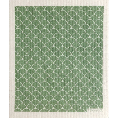 Reusable Swedish Sponge Cloth - Geometric - by Ten & Co Cleaning Ten and Co Scallop Sage Prettycleanshop