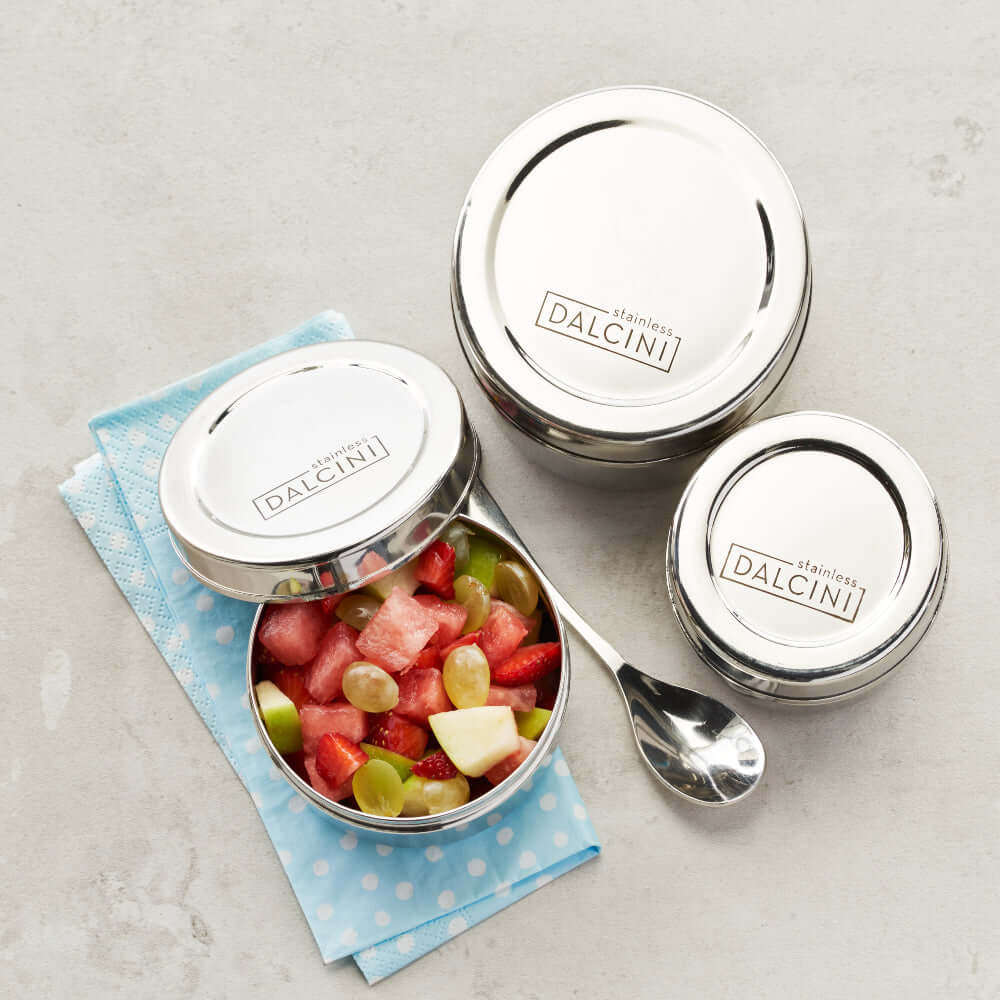 Stainless Steel 3 Nesting Round Snack Set On the Go Dalcini Prettycleanshop