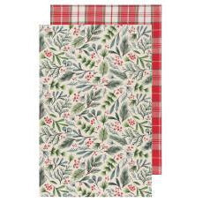 Tea Towels 100% cotton - Set of 2 - Bough & Berry Holiday Now Designs Bough & Berry Prettycleanshop
