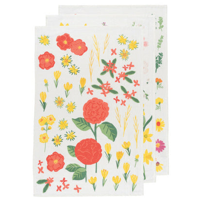 Tea Towels Floursacks 100% Cotton - Set of 3 Kitchen Now Designs Flowers of the month Prettycleanshop
