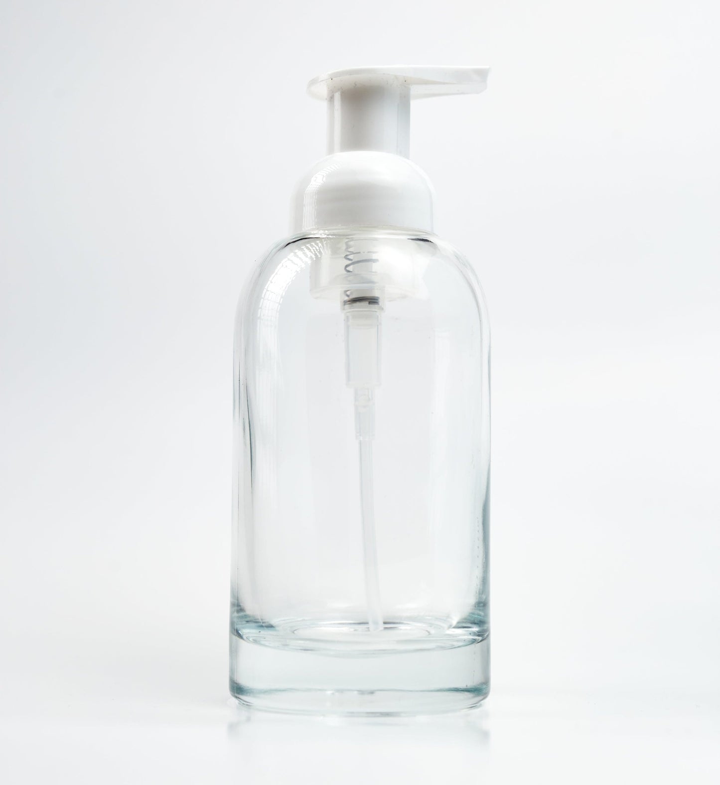 Glass bottle with foaming pump dispenser