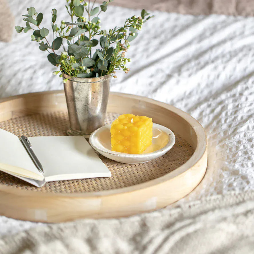 Beeswax Candle - Beaded Pillow - Square - Cube | prettycleanshop