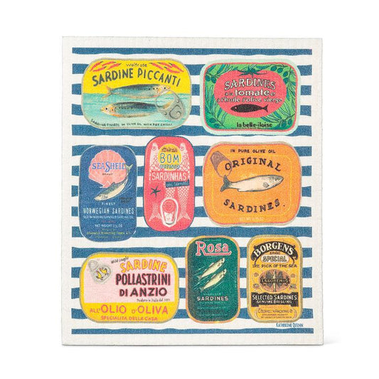 Reusable Swedish Sponge - Sardine Tin on Stripes