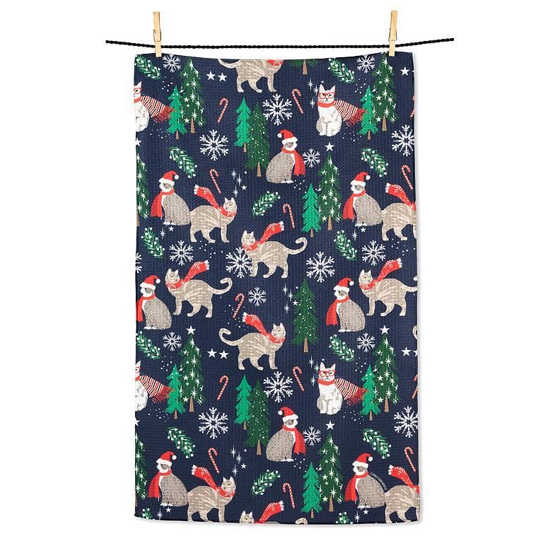 Holiday Cats Kitchen Towel