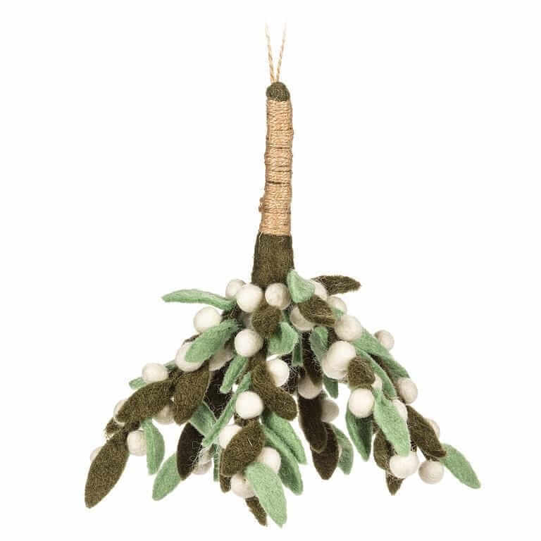 Felt Wool Mistletoe Branch Ornament-Pretty Clean Shop