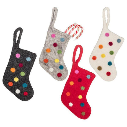 Felted Wool Mini Polka Dot Stocking