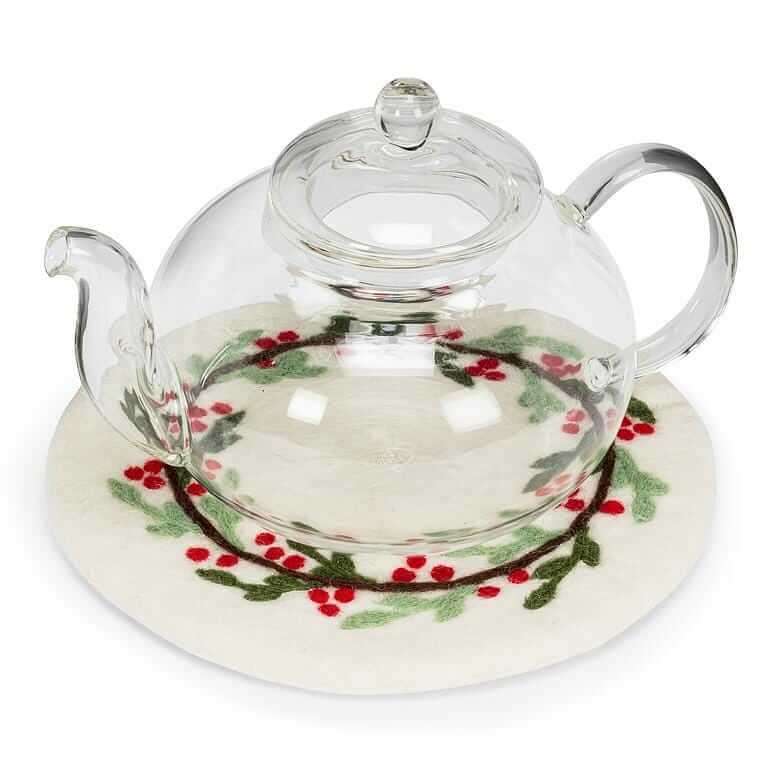 Mistletoe & Berries Felt Trivet-Pretty Clean Shop